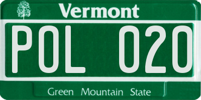 VT license plate POL020