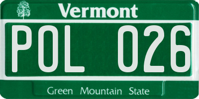 VT license plate POL026