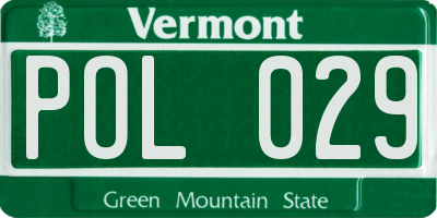 VT license plate POL029