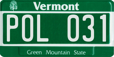 VT license plate POL031