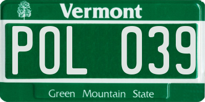 VT license plate POL039