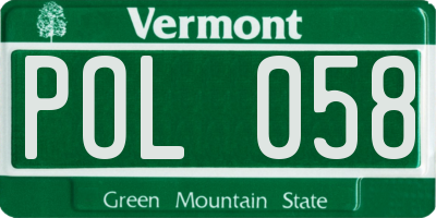 VT license plate POL058