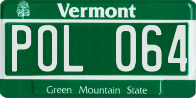 VT license plate POL064