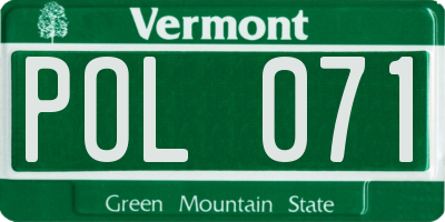 VT license plate POL071