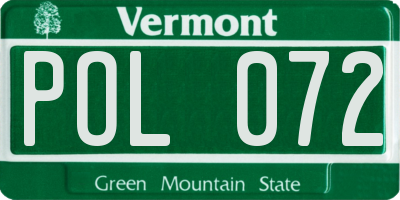 VT license plate POL072