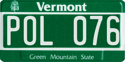 VT license plate POL076