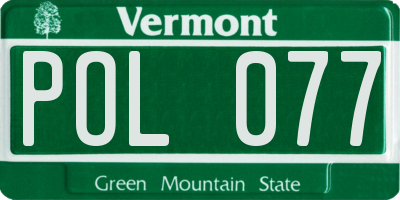 VT license plate POL077