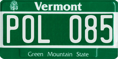 VT license plate POL085