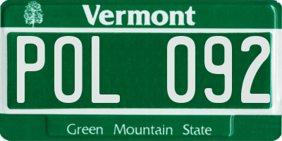VT license plate POL092
