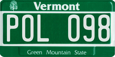 VT license plate POL098