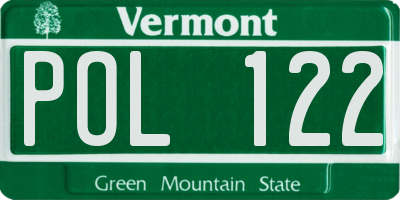 VT license plate POL122