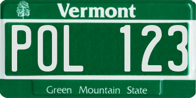 VT license plate POL123