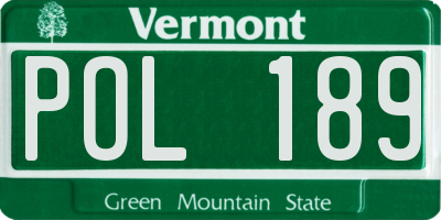 VT license plate POL189