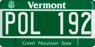 VT license plate POL192