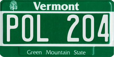 VT license plate POL204