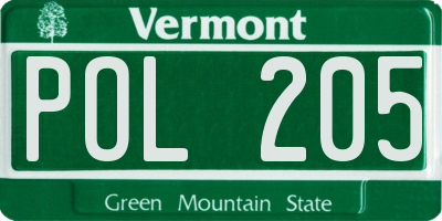 VT license plate POL205