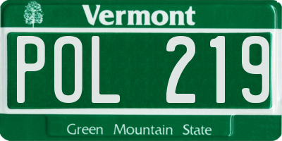 VT license plate POL219