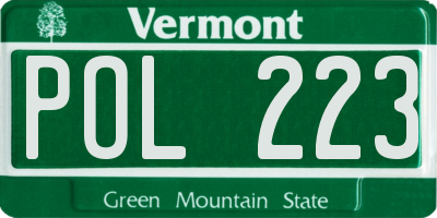 VT license plate POL223