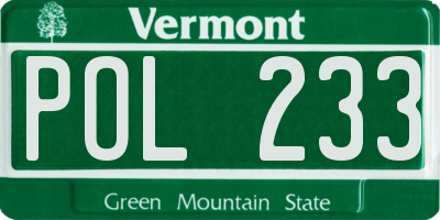 VT license plate POL233