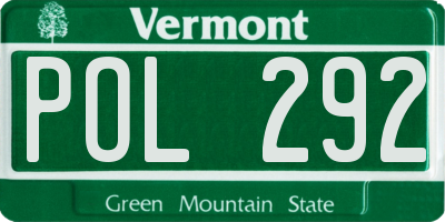 VT license plate POL292