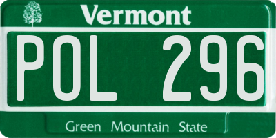 VT license plate POL296