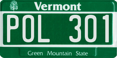 VT license plate POL301