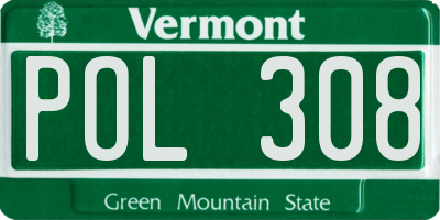 VT license plate POL308
