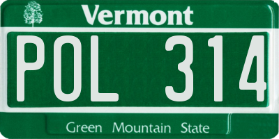 VT license plate POL314