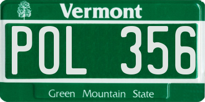 VT license plate POL356