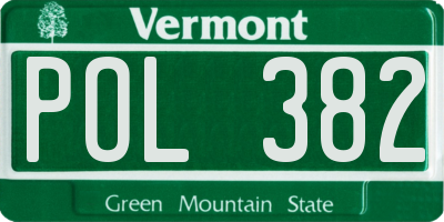 VT license plate POL382