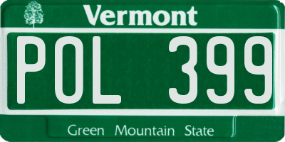 VT license plate POL399