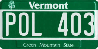 VT license plate POL403