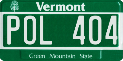 VT license plate POL404