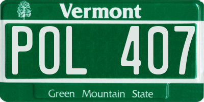 VT license plate POL407