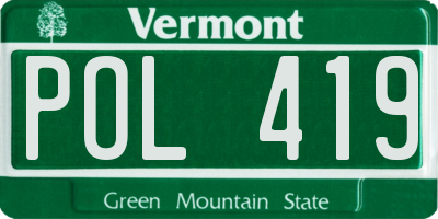 VT license plate POL419