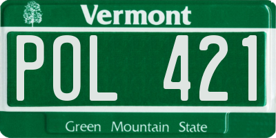 VT license plate POL421