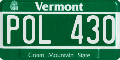 VT license plate POL430