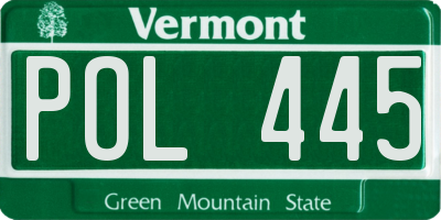 VT license plate POL445