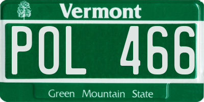 VT license plate POL466