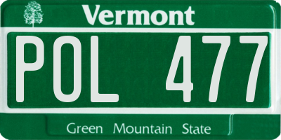 VT license plate POL477