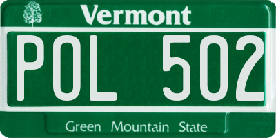 VT license plate POL502