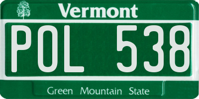 VT license plate POL538