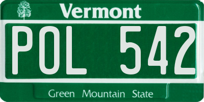 VT license plate POL542