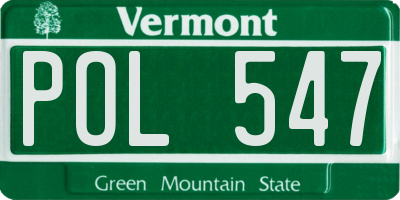 VT license plate POL547