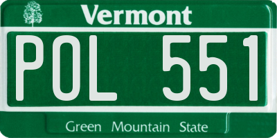 VT license plate POL551
