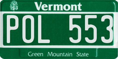 VT license plate POL553
