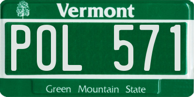VT license plate POL571