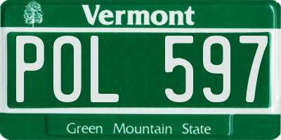 VT license plate POL597