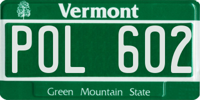 VT license plate POL602