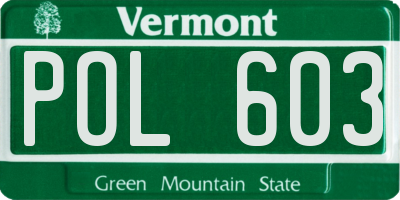 VT license plate POL603